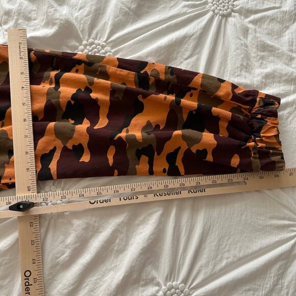 Camo Women LG Neon 90's Pocket Retro Taper High Rise Cargo Joggers Elastic Ankle - Picture 5 of 9